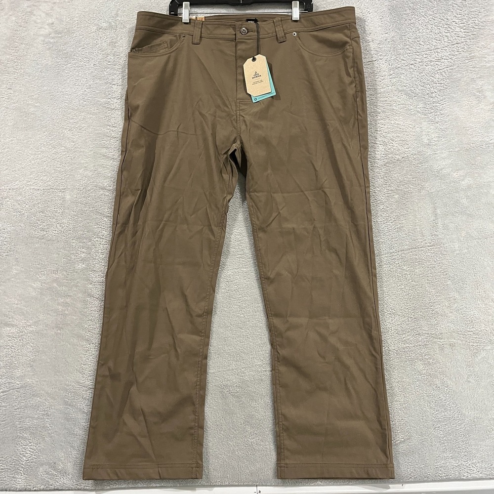 Prana Brion II Slim Tapered Leg Pants Mens 42x30‎ Brown Stretch Water Repellent